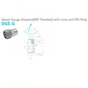 DGE-G – Swivel Gauge Adaptor (BSP Paralled) with Cone and DKI-Ring DGE-G – Swivel Gauge Adaptor (BSP Paralled) with Cone and DKI-Ring