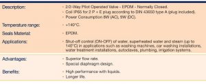 Fluid Control Solenoid Valves – Water Valves – 7321B Series – EPDM