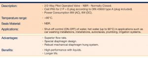 Fluid Control Solenoid Valves – Water Valves – 7321B Series – NBR