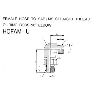 HOFAM-U – Female Hose To SAE/MS Straight Thread O-Ring Boss 90° Elbow