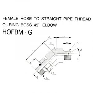 HOFBM-G – Female Hose To Straight Pipe Thread O-Ring Boss 45° Elbow