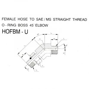 HOFBM-U – Female Hose To SAE/MS Straight Thread O-Ring Boss 45° Elbow