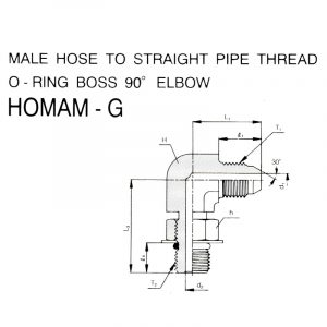 HOMAM-G – Male Hose To Straight Pipe Thread O-Ring Boss 90° Elbow