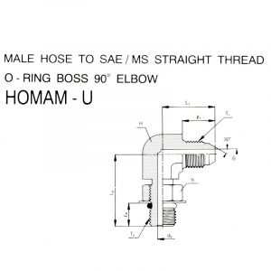 HOMAM-U – Male Hose To SAE/MS Straight Thread O-Ring Boss 90° Elbow