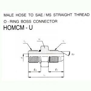HOMCM-U – Male Hose To SAE/MS Straight Thread O-Ring Boss Connector