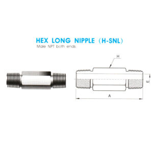 Hex Long Nipple (H-SNL) -Male NPT Both Ends